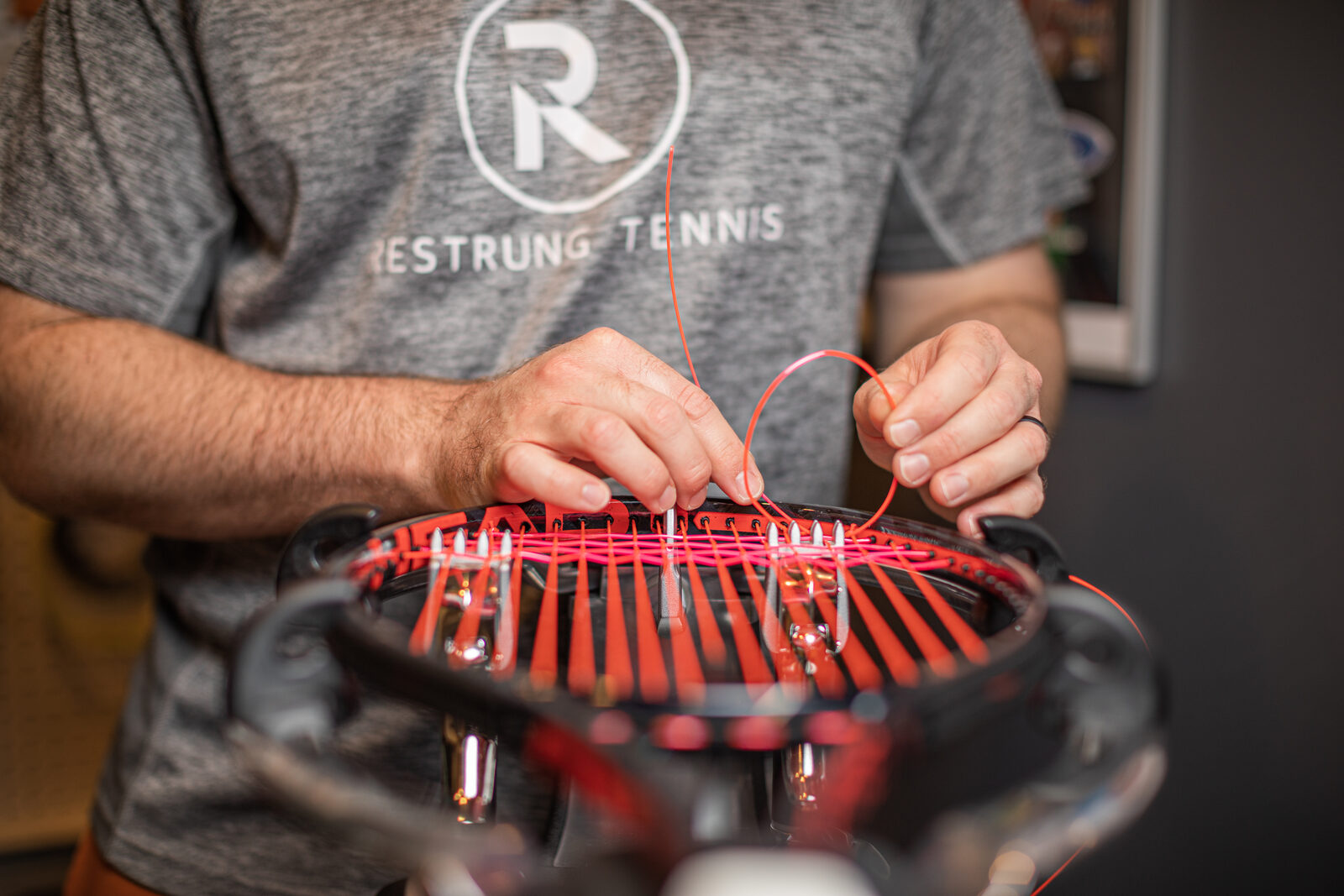 Professional racquet stringing